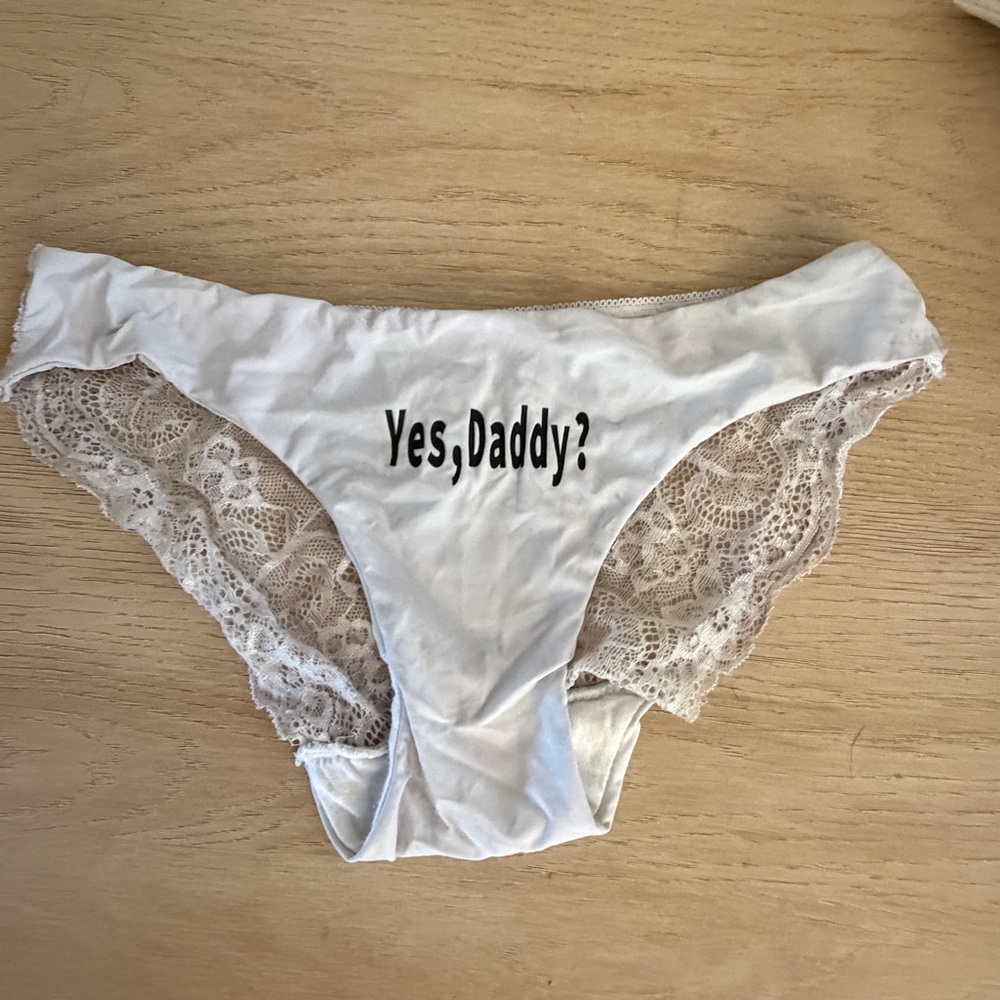 Yes Daddy White Lace-Trim Panties M